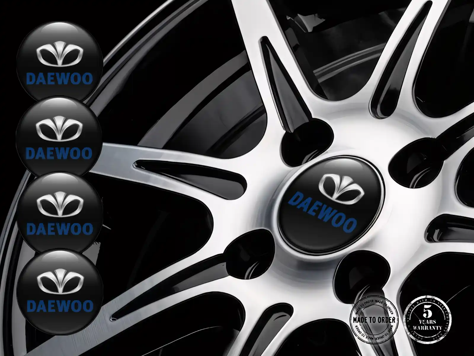 Daewoo Logo Autocollant Roue Design Bombé en Résine